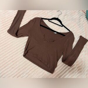 Brown PacSun Long Sleeved Crop Top